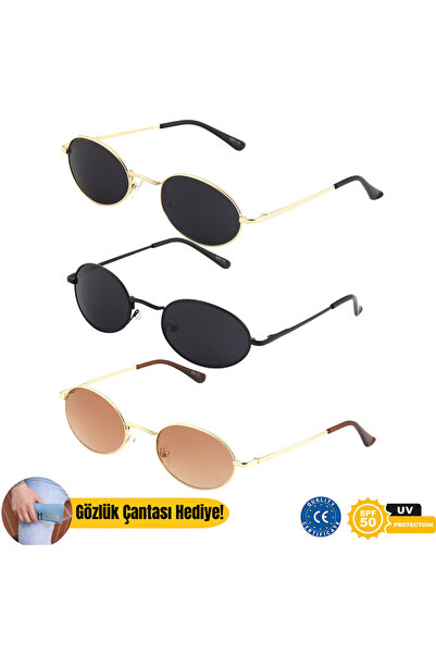 ModaLand Elips Model Retro 3 Adet Güneş Gözlüğü Tek Fiyat