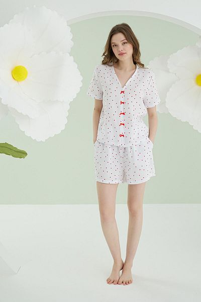 NBB 100% Cotton Women's Ecru Shorts Suit