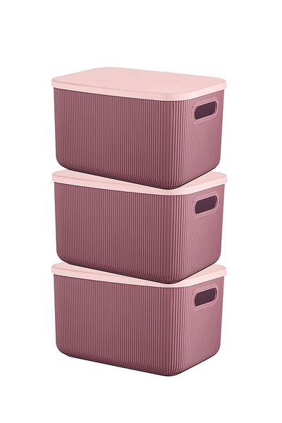 HOMİNG Homing Jewelry Makeup Bathroom Organizer Box with Lid 6.2 Lt Set of 3