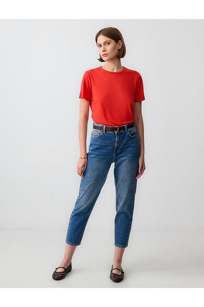 Jimmy Key Red Crew Neck Short Sleeve Knitted Modal T-Shirt