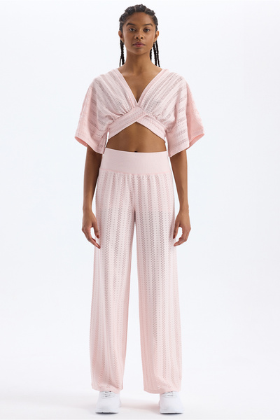 COMEUP Jacquard Hole Patterned Shorts and Trousers Soft Powder