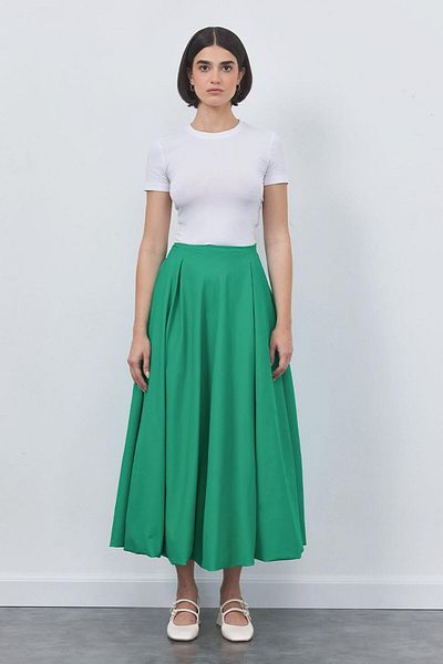 KADRİYE BAŞTÜRK Wola Poplin Balloon Skirt Bermuda Green