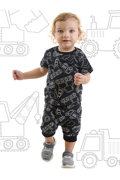 Denokids Schwarzes Sommer-Set aus T-Shirt und Capri-Shorts für Babys (J)
