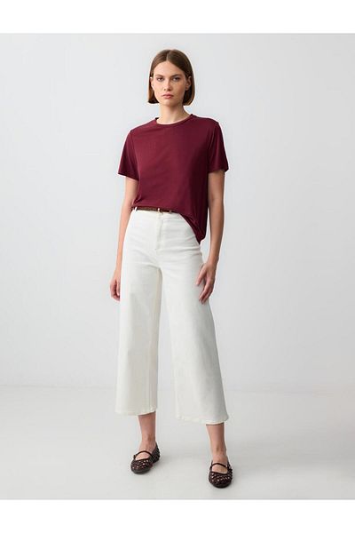 Jimmy Key Tricou modal tricotat cu mânecă scurtă, roșu Claret