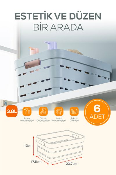 Vienev Cutie de depozitare perforată de 3,8 litri, 6 bucăți, albastru