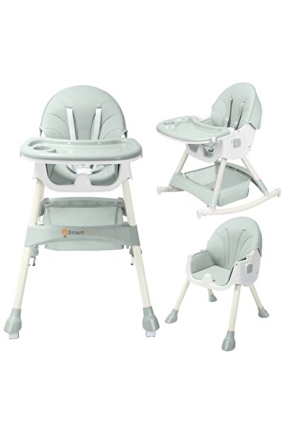 Smart Vibe KinderVibe™ 4-in-1 foldable high chair with tray, 5-point harness, and storage basket, Green