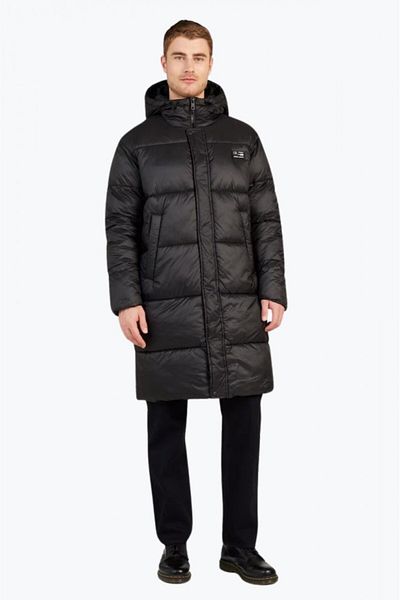 QS by s.Oliver Men's long jacket with hood and slant pockets, QS by s.Oliver, Black