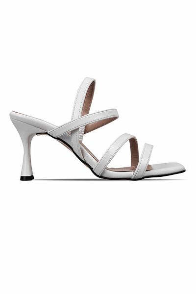 Lal Shoes & Bags Pantofi cu toc Parilla pentru damă, alb cu bretele