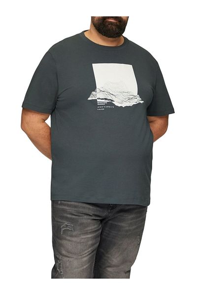 s.Oliver Big Sizes Men's Big Size Cotton Crew Neck T-shirt With Graphic Print And Regular Fit Cut