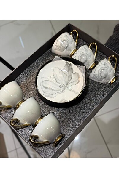 Onedekor 6'lı Porselen Grigio Kahve Fincanı