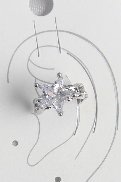 Clariss Brass Silver Color Zircon Stone Star Model Women's Cartilage Earrings