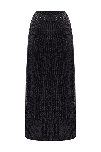 KADRİYE BAŞTÜRK Sequin Embroidered Pencil Skirt Black