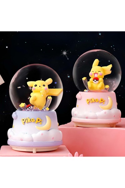 Store Pikacu Kar Küresi Işıklı Müzikli Üflemeli Premium Eğlenceli Hediyelik (...
