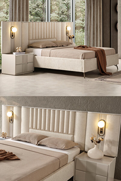 Eymense Akra Panolu Komodinli Bazalı Karyola