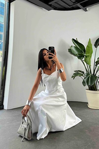 QİMYA BUTİK Rochie din denim evazat SAGİ - Model de damă cu bretele