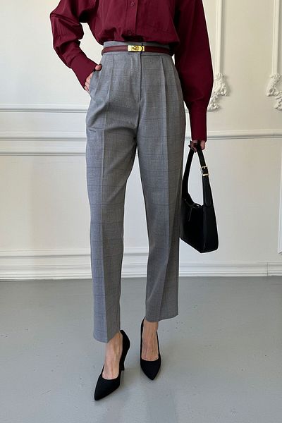 MAGARDE Plaid Pattern Carrot Pants
