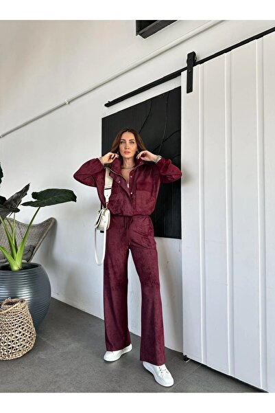 QİMYA BUTİK Exotic Asortik Women's Tie-Dye Patterned Large Pocket Coat Trousers Double Set