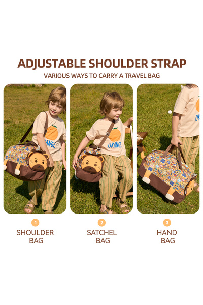 Nohoo 3D Cute Lion Kids Duffle Bag/Activity Bag - Brown, 18"