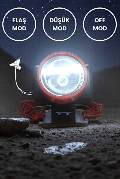 intoku Kafa Lastikli 3 Mod Led Işık Kafa Lambası Kitap Okuma Lambası Tatil, G...