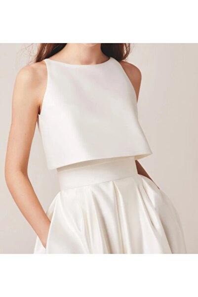 MERİT FASHION Sırt Dekolteli Şık Saten Bluz