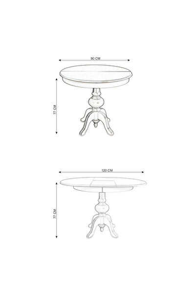 Meser Mobilya EZİNE YUVARLAK AÇILIR BABA AYAK MUTFAK MASASI / URLA HAZERANLI BEYAZ SİYAH MUTFAK SANDALYE TAKIMI