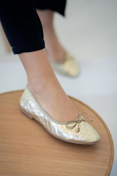 Parponi Луїс Справжня шкіра В'язана балетка Золота