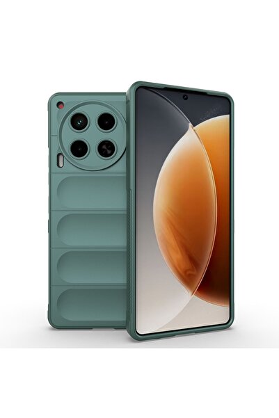 kilifone Tecno Camon 30 4g Compatible Case Flexible Tpu Hollowed Back Surface Ethnic Cover-Dark Green-T36995