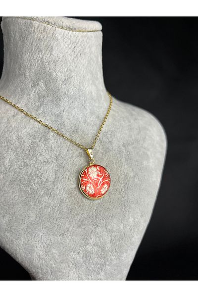 Mos Tespih Special Design Steel Necklace with Flower Pattern