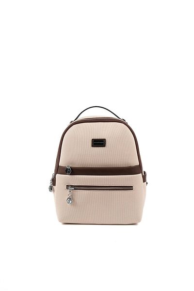 Silver Polo Ασημί & Polo Beige - Καφέ SP1061 Γυναικείο σακίδιο πλάτης