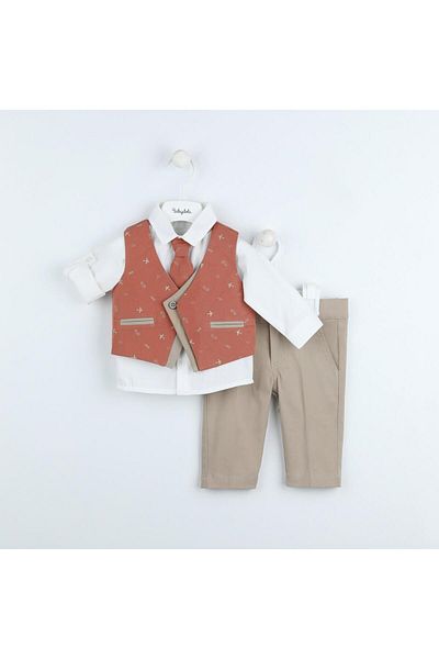 Babyhola 4-Piece Tie-Up Vest Shirt Pants Baby Boy Children's Festive Bottom Top Suit 15061
