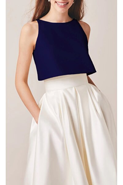 MERİT FASHION Sırt Dekolteli Şık Saten Bluz