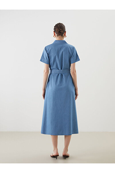 LC Waikiki Gömlek Yaka Jean Elbise