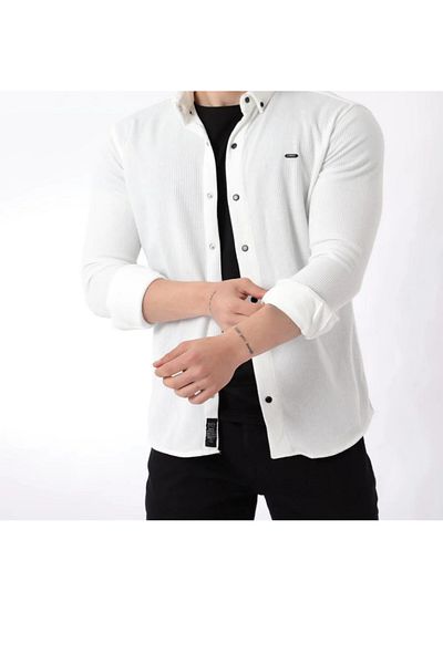 TARZZİNG Men's Long Sleeve Combed Cotton Twill Shirt
