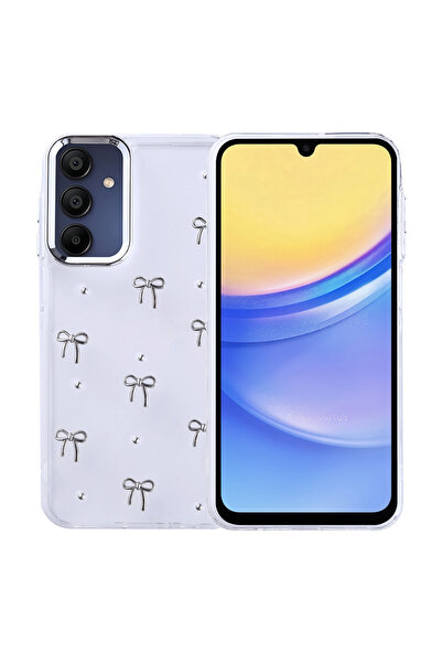 Ahlttiba حافظة متوافقة مع هاتف سامسونج جالاكسي A15، غطاء عمود شفاف فضي مع تصميم وسادة هوائية