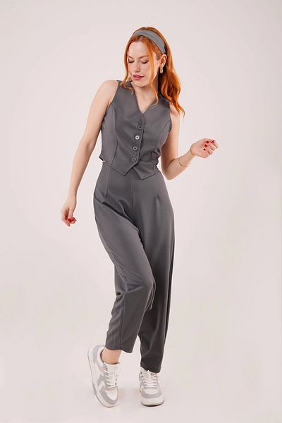 Kokosh moda Vestă gri cu nasturi în față