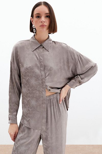 Sateen Cămașă din satin jacquard - nurcă