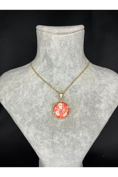 Mos Tespih Special Design Steel Necklace with Flower Pattern