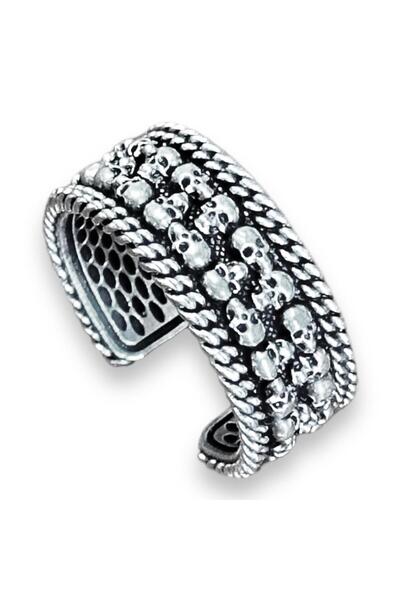 Takı Dükkanı 2 Sıra Kuru Kafalar Ayarlanabilir Erkek Kadın Alyans Yüzük bby25