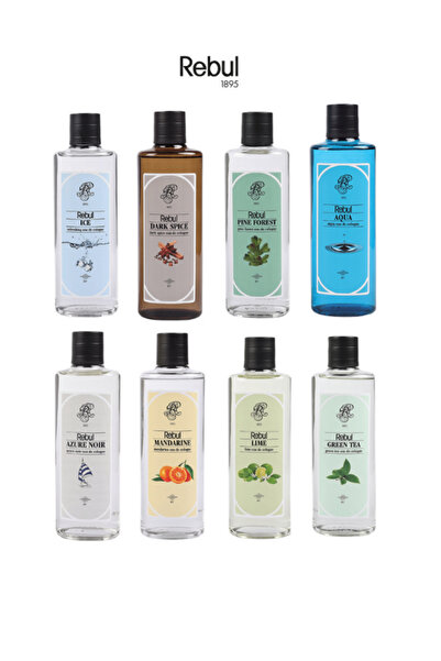 Rebul 8x250 ml Cam Kolonya Seti | Ice, Dark Spice, Pine, Aqua, Azure Noir, Ma...