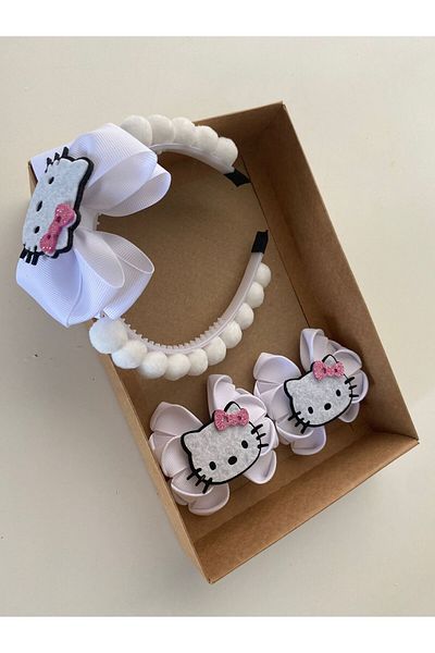 Hello Kitty White Crown Buckle Set