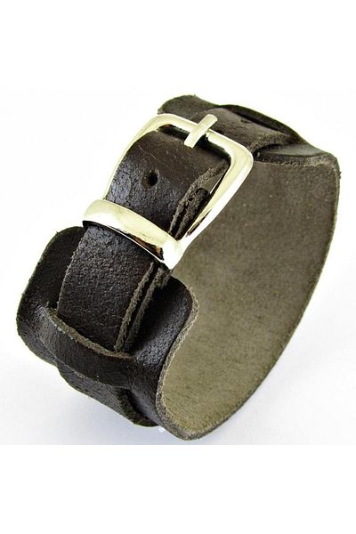 Takı Dükkanı Men's Leather Bracelet - Buckle and Wide Belt Model Adb13