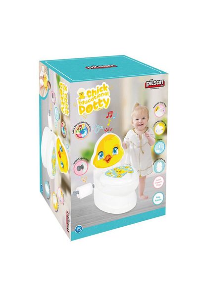 PİLSAN Educational Potty with Music and Lights for Children Pilsan Yellow Chicken, Paper Holder, Age 18 Months +