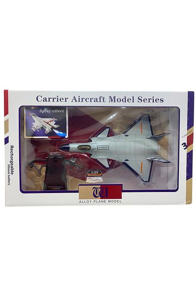 JPT Metal model of gray J-20 airplane with smoke 1/28