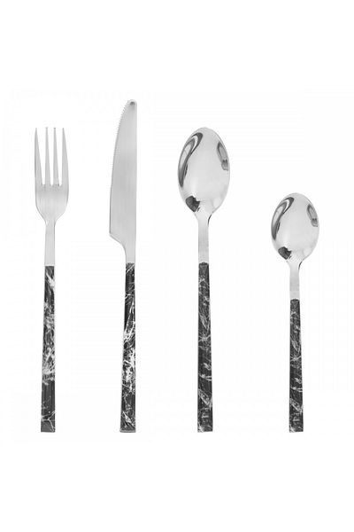 Secret de Gourmet 24-piece Black Marbel cutlery set, stainless steel, 6 people