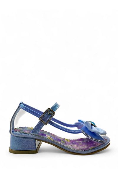 Tuğba Ortopedi 24012 Girl's Blue Transparent Heeled Evening Dress Shoes