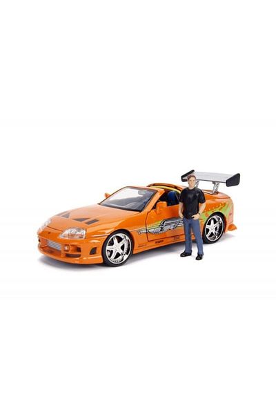 JPT Fast and Furious 1995 Toyota Supra model with Brian figure, orange 1/24