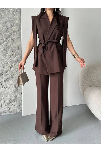 STMT BUTİK Oversize Tie Blazer Jacket & High Waist Trousers Suit – Suit Elegance