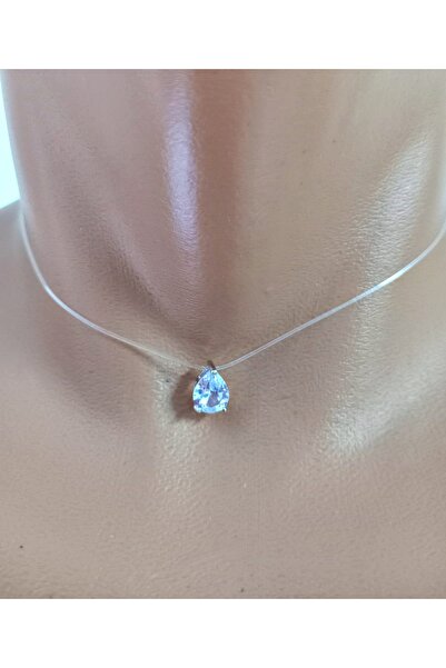 mos&more Minimal Damla Taşlı Hayalet Kadın Kolye, Esnek