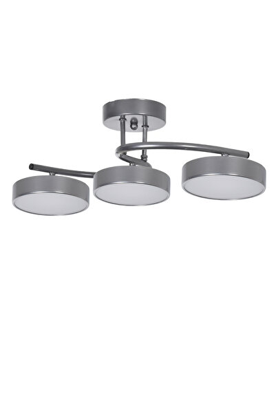 Modavize Burjuva Modern Salon Yatak Odası Giyinme Odası Mutfak Beyaz Işık Ledli Gri Renk 3 lü Led Avize