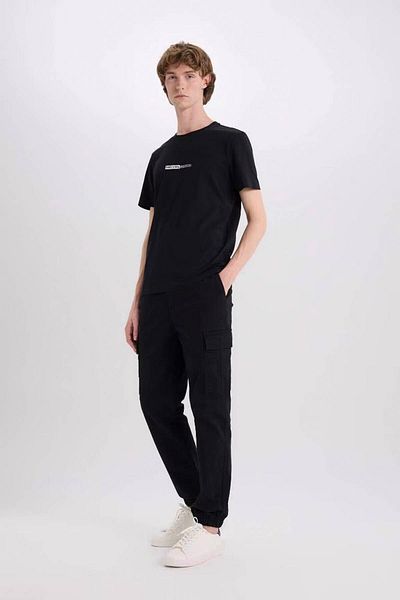 DeFacto Ανδρικό μπλουζάκι με στάμπα Crew Neck E3776ax/bk81